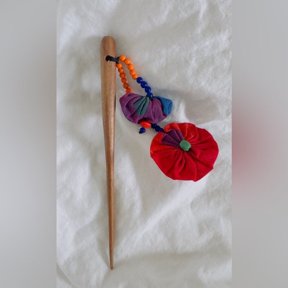 Brand new designers original solid wood Colorful Handmade floral Hair Stick